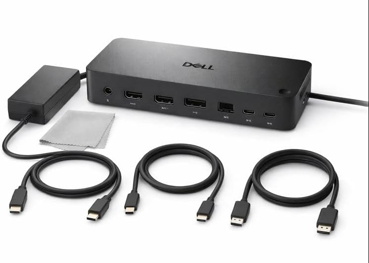 Image of Dell Pro Smart Dock SD25 Bundle - USB C Docking Station with 130W Charging + HDMI Cable, USB C Cable, DisplayPort Cable + Cleaning Cloth, Multi-Display Support, 2.5GbE Ethernet, Black
