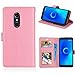 Produktbild Laybomo Handyhülle Alcatel 3 5.5" Hülle Ledertasche Weiches Gummi Silikon TPU Haut Beutel Schützend Stehen Bilderrahmen Brieftasche Schale Tasche Schuzhülle für Alcatel 3 5.5" (Rose)