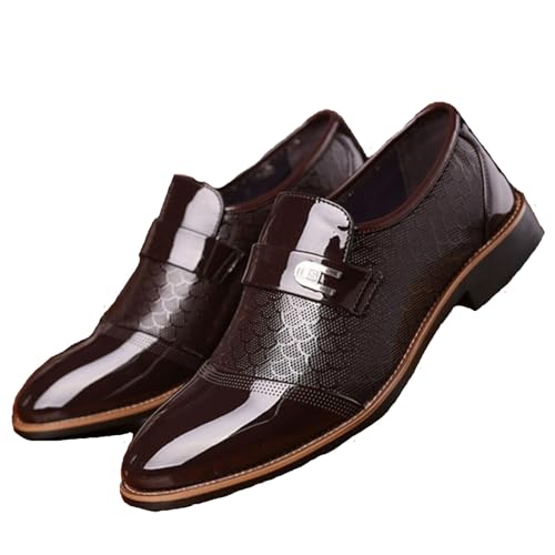 Mens Faux Patent Leather Classic Lace-Up Formal Oxford Tuxedo Dress Shoes Men Wedding Shoe