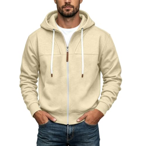 Mens Full Zip Hoodies Fashion Fleece Drawstring Hooded Sweatshirts Jackets - image 1