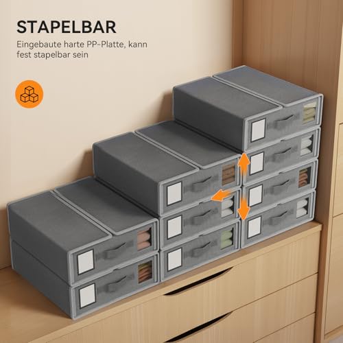 3 Stück Unterbett Aufbewahrungsbox Bettwäsche Aufbewahrung mit handhaben, Faltbarer Bettwäsche Organizer Schrank Organizer Kleiderschrank Aufbewahrung mit klarem Fenster für Bettbezug Kleidung, Grau