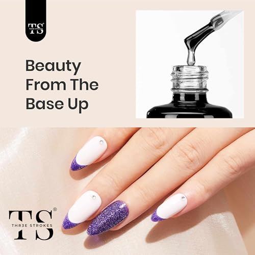 Image of THR3E STROKES 2 Pcs 15Ml No Wipe Gel Top Coat And Base Coat Set - Soak Off Led Nail Lamp Gel Base Top Coat Finish Nail Art Design For Women. (Requires Uv Light)(Machine Se Sukhengi)