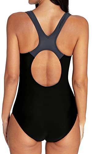 Image of beautyin Women's Colorblock Slimming One Piece Swimsuit Cross Back Bathing Suit