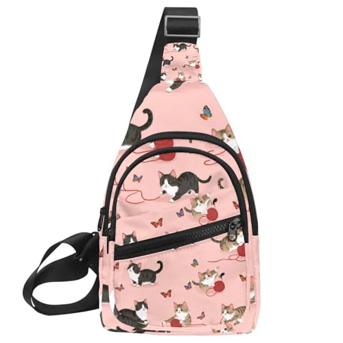 Sac à dos à bandoulière polyvalent pour entraînement et voyage avec sac banane motif chats
