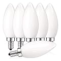 LUXRITE 4W Frosted Candelabra LED Bulbs Dimmable, 2700K Warm White, 360 Lumens, E12 LED Bulb 40W Equivalent, Torpedo Tip Glass, LED Candle Light Bulbs, UL Listed (6 Pack)