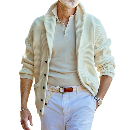 Cardigan col châle homme tricot haut de gamme aux torsades structurées