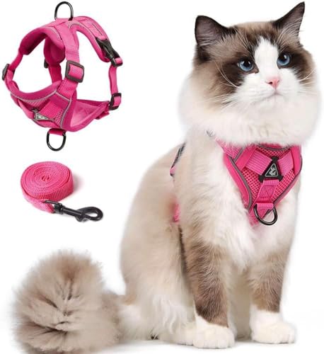 Arnés para gatos para caminar con chaleco suave rosa talla L 2