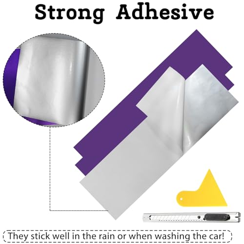 Image of QianBao Compatible with 11.8 inch x 4 inch Chevy Bowtie Emblem Wrap Kit with Spatula and Cutter 3 Pcs Universal Logo Overlay Purple