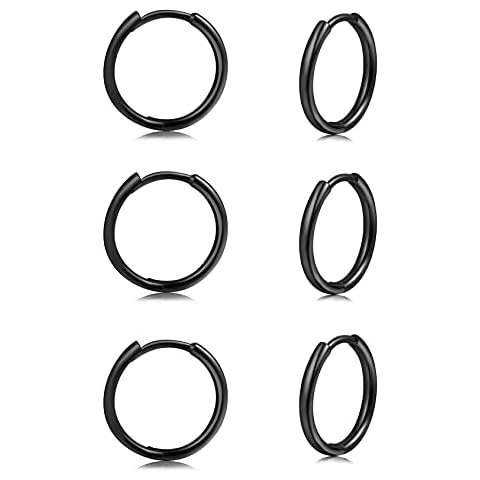 925 Sterling Silver Small Hoop Earrings Set - 14K White Gold Plated Silver Hoop Earrings | Tiny Endless Huggie Hoop Earring Cartilage Earrings for Women/Girls/Men/Teens, Metal, no Cover