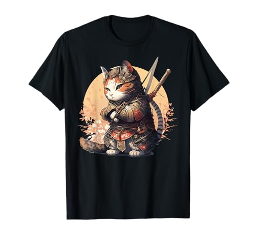 Samouraï Cat Warrior Chat Ninja japonais Kawaii T-Shirt