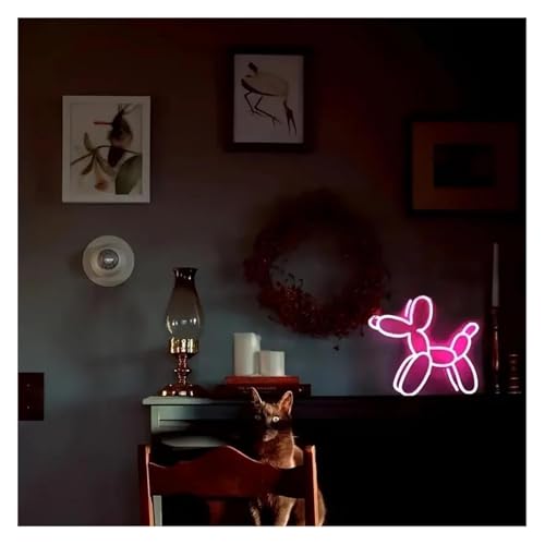 Néon chiot rose déco murale lumineuse originale pour salon et studio ado