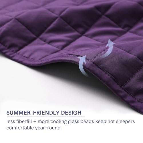 Image of YnM 5lbs Weighted Blanket for Adults,Cotton Heavy Bed Throw Blanket with Cooling Glass Beads for All Season Use, Ideal for ~40lbs (41x60 Inches, Twin, Fuchsia Purple)