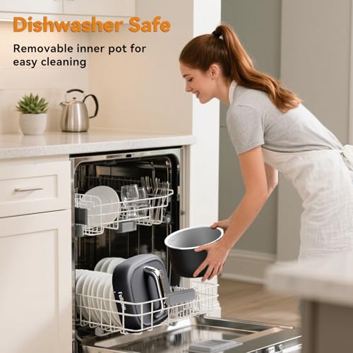 Image of Fullwill Electric Pressure Cooker Lite, Slow Cooker, Rice, Saute, Warmer, Olla de Presion Nonstick Pot 3 Quarts