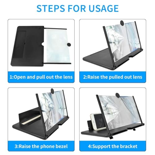 Image of 14 Inch Mobile Phone Screen Magnifier | Folding Stand Holder 3D Screen Enlarger | Portable Anti Radiation Phone Video Movie Amplifier | Universal Smartphone Screen Magnifier