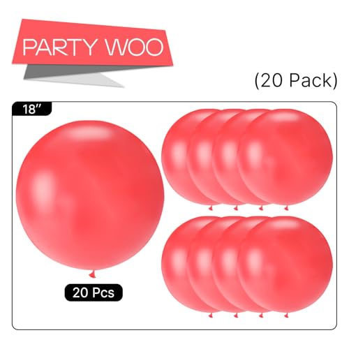 Image of PartyWoo Pink Large Balloons 20 pcs 18 Inch Big Jumbo Giant Matte Rose Hot Watermelon Pink Latex Balloons for Graduation Wedding Baby Shower Princess Bachelorette Birthday Party Decorations Pink-Q11