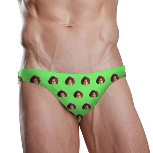 Custom Face Dodger Blue Swim Briefs for Men Swimsuit Bikini Swimwear S2