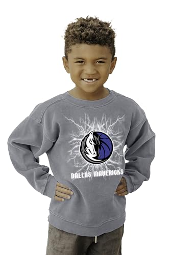 Dallas Mavericks NBA Officially Licensed Youth Crewneck Sweatshirt Ringspun Electric Gray, Large