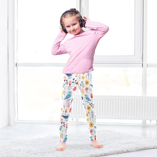 Girls' Leggings Bird Flowers Floral Kids Yoga Tights Pants 1 Pack 208518974