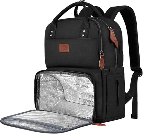 MATEIN Sac à Dos Déjeuner Isotherme, Sac à Dos Ordinateur 15,6 Pouces pour Homme Femme, avec Imperméable Sac Isotherme Repas Voyage pour Collège Affaire Scolaire, Noir