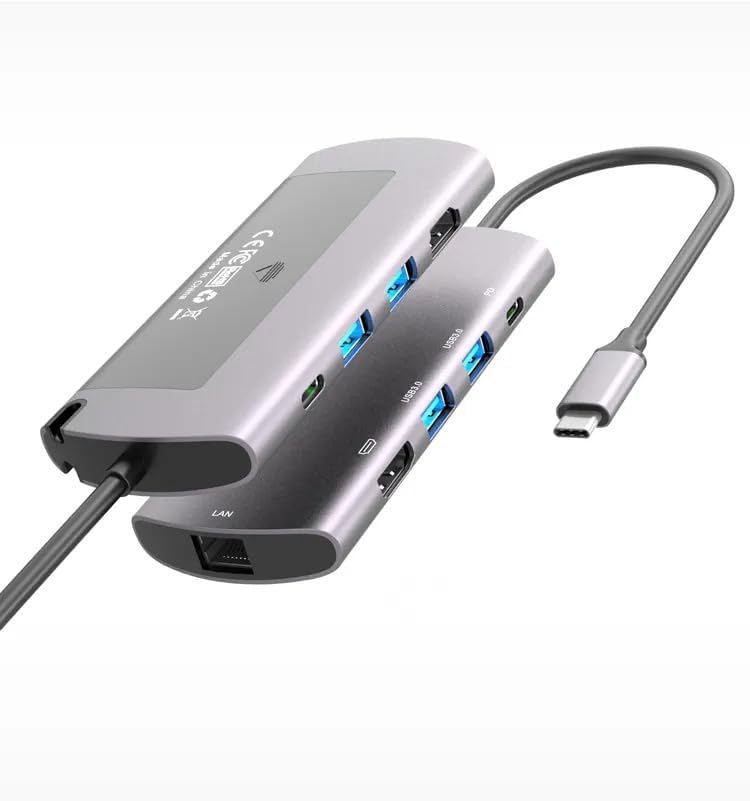 Fugen Aluminum Dock 2-in-1 M.2 NVMe SSD Enclosure & USB-C Multiport Hub with 3.0 USB, 4K HDMI, PD, and LAN Port. Perfect for USB-C Laptops, MacBook, PC, and Type C Devices