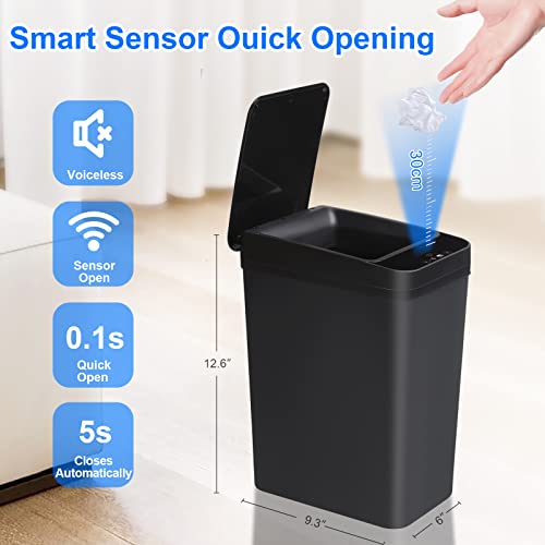 Anborry Bathroom Touchless Trash Can 2.2 Gallon Smart Automatic Motion Sensor Rubbish Can With Lid Electric Waterproof Narrow Small Garbage Bin For Kitchen, Office, Living Room, Toilet, Bedroom, Rv #TOP3