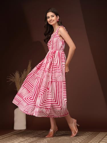 Image of Dress for Women | New Rayon Floral Printed Flared Maxi Dress for Women & Girl's