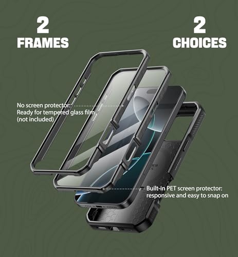 Image of Dexnor for iPhone 16 Pro Max Case with Slide Camera Cover & Adjustable Kickstand & Built-in Screen Protector,Compatible Wireless Charging Shockproof Cases Heavy-Duty Mangetic Protective Cover,Black