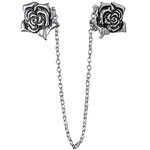 Evelots Rose Sweater/Collar Clip with Chain-Vintage Look Dress/Blouse/Cardigan