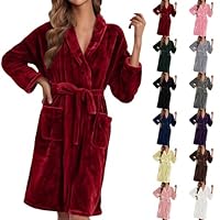 Générique Peignoir Femme Long Épais en Flannel Polaire - Robe de Chambre Chaud Hiver Automne Confortable pour Maison Matin Doux Réveil