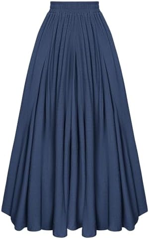 SCARLET DARKNESS Damen Mittelalter Maxirock Elastische Taille Lang Rock | Flowy A-Linie, Hohe Taille, Mit Taschen und Futter, Maxi Swing Rock, Vintage, Elegant, Cottagecore, Festli