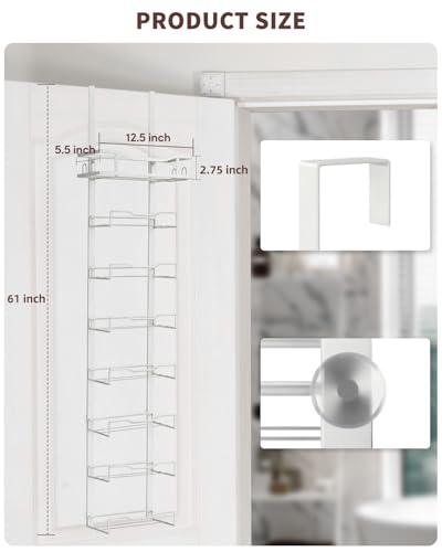 Hanging Towel Racks for Bathroom No Drill - Over The Door 8-Tier Bath Towel Storage Organizer for Small Bathrooms - Back Door Large Tiered Towel Holder Hanger for Rolled Towels RV Camper White - Image 7