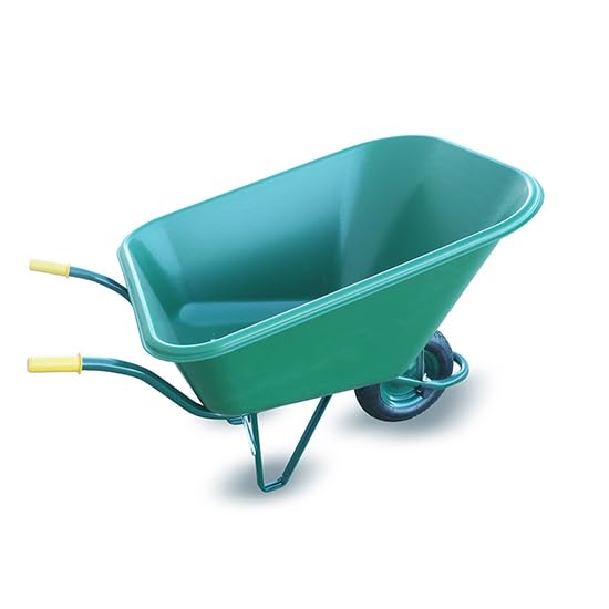 Carretilla de Nylon Verde 300L – Bandeja Reforzada de 4,6 mm, Rueda Neumática, Estructura Metálica Estable, Uso Profesional en Jardinería, Agricultura y Construcción – Hijos de J. SANZ