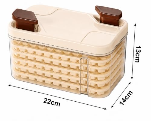 Image of HomeCloud Dual Press Ice Cube Tray with Storage Bin & Lid, 385 Ice Cubes (77 Grids x 5 Trays) BPA Free Easy Release Ice Mold with Scoop for Freezer, Home, Kitchen & Drinks (Cream)