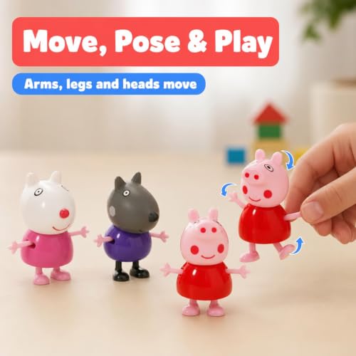 Image of BRAVIA Pappa Pig 14 Character Family Friends Figurine Set George Mummy Daddy Suzy Sheep Emily Elephant | Movable Joints | Kids Toy Age 3 Years -25