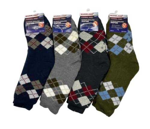 Warmland Men's Argyle 46 3 Pairs Of Thermal Extreme Hot Winter Warm Thick Socks 4.7 Tog With Sherpa Fleece Lining (Argyle 46)