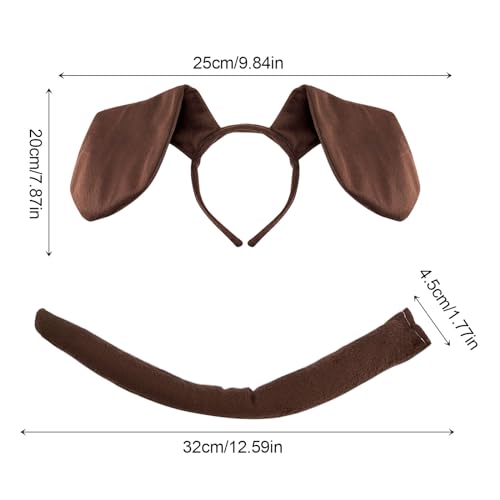 XNIVUIS 2 Stück Hundekostüm,Welpe Hundekostüm inkl. Hundeohren Stirnband und Schwanz,Dackel Kostüm,Hundekostüme für Kinder Cosplay Halloween Geburtstag Karneval Kindershow(Braun)