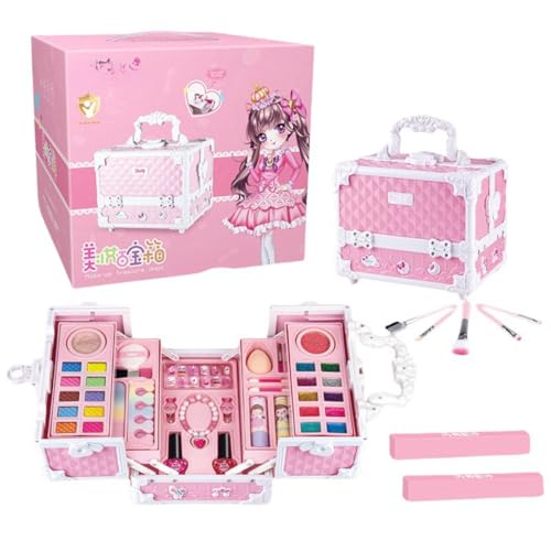 Zehaiwl メイクおもちゃ 子供メイクアップセット おままごと コスメセット ごっこ遊び 姫系 女の子 お化粧おもちゃ お化粧ボックス メイクアップおもちゃ 知育玩具 洗える 子ども用 化粧道具 お化粧セット 子供の日/お誕生日/クリスマス/新年/のプ