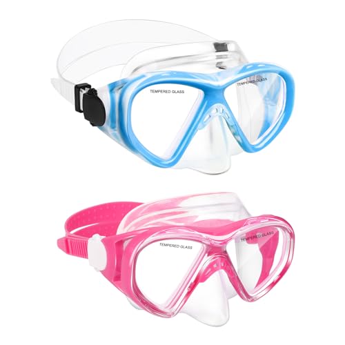 Image of Kids Swim Goggles Snorkel Diving Mask for Boys Girls Ages 5-15, Anti-Fog Swimming Goggles with Nose Cover