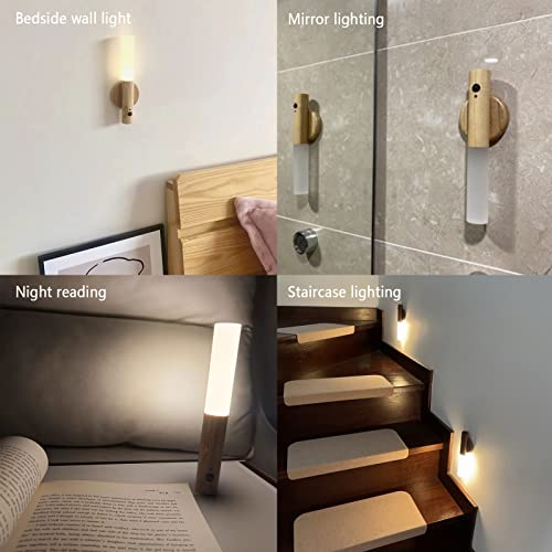 Luce notturna a LED con sensore di movimento dimmerabile, luci da parete autoadesive alimentate a batteria, lampada da parete per interni, lampada da parete intelligente portatile per camera da letto