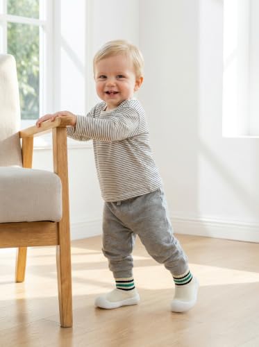 Image of Baby Sock Shoes Toddler Walking Slippers with Soft Rubber Sole