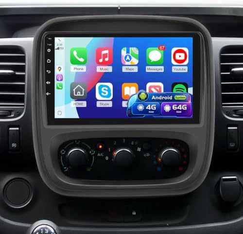 4G+64G Radio for Vauxhall Vivaro 2014-2018, Vivaro Android Carplay Stereo, 9 inch Touch Screen Car Play/Android Auto/1080P/EQ Audio/Bluetooth 5.0/5G WIFI