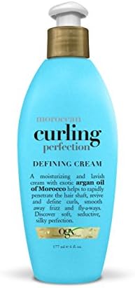 OGX Argan Oil of Morocco Curling Perfection Curl-Defining Cream, Hair-Smoothing Anti-Frizz Cream to Define All Curl Types & Hair Textures, Paraben-Free, Sulfated-Surfactants Free, 6 oz