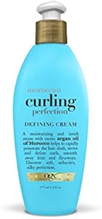 OGX Argan Oil of Morocco Curling Perfection Curl-Defining Cream, Hair-Smoothing Anti-Frizz Cream to Define All Curl Types & Hair Textures, Paraben-Free, Sulfated-Surfactants Free, 6 oz