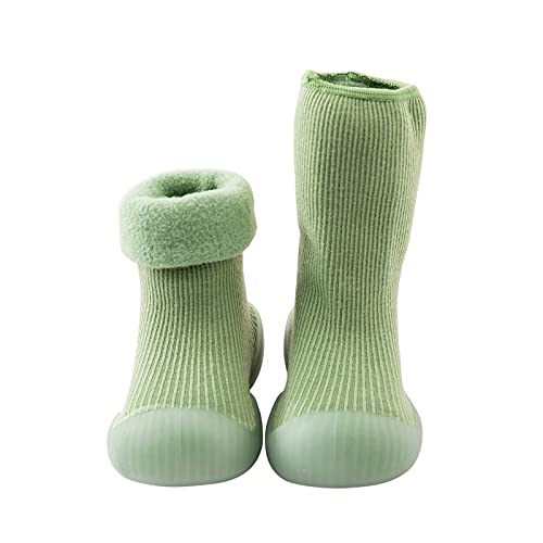 Toddler Baby Solid Warm Cotton Knit Sock Shoes Boys Girls Soft Sole Rubber Slipper Stocking Soft Shoes2