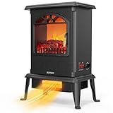 ROVSUN 22.4' H Electric Fireplace Stove, 1000W/1500W Freestanding Electric Heater with Realistic Flame Effect, Adjustable Temperature, Overheat Protection for Bedroom Living Room, ETL
