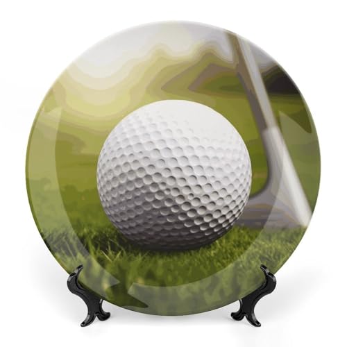 Plato decorativo de cerámica Golf Ball 7 pulgadas miniatura 1