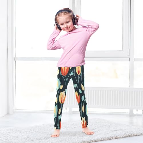 Bolaz Toddler Girls Leggings Printed Yoga Pants Leggings Blue Yellow Flower for Kids4