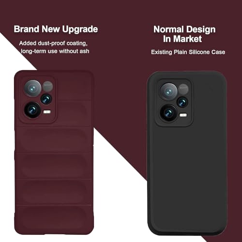 Image of A rtistque Liquid Silicone Stripes Back Cover Case for Mi Redmi Note 12 Pro Plus 5G | with Camera Protection | with Inner Fabric | Anti Slip Grip | AirBag Case - Maroon