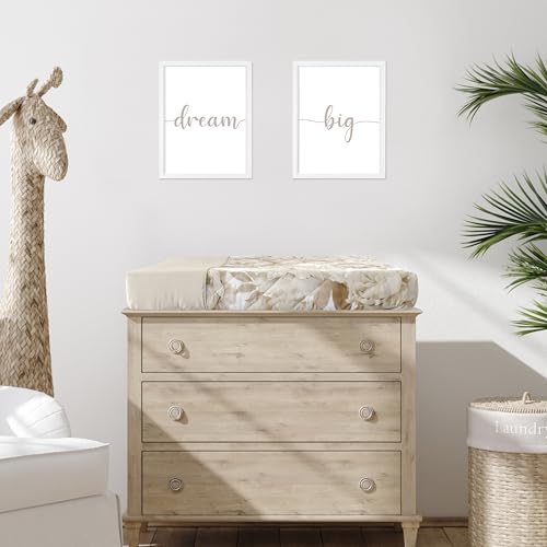 Image of Sweet Jojo Designs Taupe Beige Boho Shabby Chic Floral Girl Baby Changing Pad Cover - Infant Newborn Diaper Table Change Mat Sheet - Tan Ivory Bohemian Vintage Garden Watercolor Flower Nature Elegant