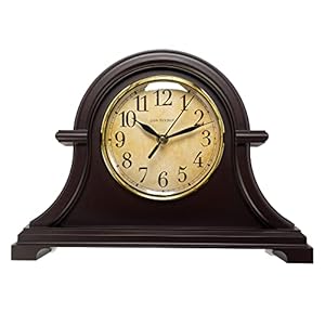 Vintage Table Clock Series Mantel Clock,12.5 Inch, Silent Analog Quartz Movement, Mahogany Color (13798)